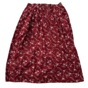 Cottagecore Red Floral Maxi Skirt